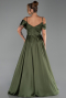 Robe de Soirée Longue Satin Kaki ABU6297