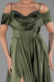 Robe de Soirée Longue Satin Kaki ABU6297