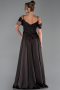Robe de Soirée Longue Satin Brun ABU6297