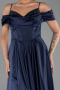 Robe de Soirée Longue Satin Bleu Marine ABU6297