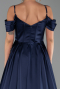 Robe de Soirée Longue Satin Bleu Marine ABU6297