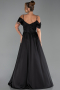 Robe de Soirée Longue Satin Noir ABU6297