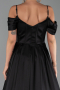 Robe de Soirée Longue Satin Noir ABU6297
