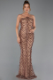 Robe de Soirée Longue Squameuse Cuivre ABU6298