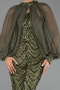 Robe de Soirée Longue Squameuse Kaki ABU6298