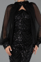 Robe de Soirée Longue Squameuse Noir ABU6298