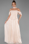 Robe de Soirée Longue Mousseline Beige ABU6300