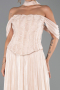 Robe de Soirée Longue Mousseline Beige ABU6300