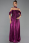Robe de Soirée Longue Mousseline Fushia ABU6300