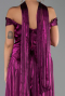 Robe de Soirée Longue Mousseline Fushia ABU6300