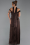 Robe de Soirée Longue Mousseline Brun ABU6300