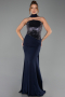 Robe Queue de Poisson Longue Bleu Marine ABU5924