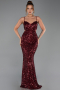 Robe de Soirée Longue Rouge Bordeaux ABU5980