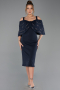 Robe De Invitation Grande Taille Midi Bleu Marine ABK2660