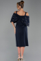 Robe De Invitation Grande Taille Midi Bleu Marine ABK2660