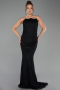 Robe de Soirée Longue Dantelle Noir ABU6207