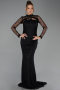 Robe de Soirée Longue Dantelle Noir ABU6207