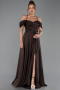 Robe de Soirée Longue Satin Brun ABU4703