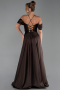 Robe de Soirée Longue Satin Brun ABU4703