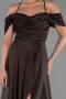 Robe de Soirée Longue Satin Brun ABU4703