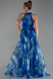 Robe de Soirée Longue Bleu Saxe ABU6294