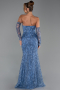 Robe de Soirée Longue Lacé Indigo ABU6159
