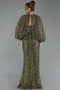 Robe de Soirée Longue Squameuse Kaki ABU6298