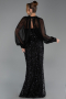 Robe de Soirée Longue Squameuse Noir ABU6298