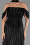 Robe de Soirée Longue Mousseline Noir ABU6300
