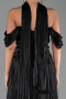 Robe de Soirée Longue Mousseline Noir ABU6300