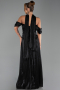 Robe de Soirée Longue Mousseline Noir ABU6300