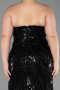 Robe de Soirée Grande Taille Longue Perlé Noir ABU6206