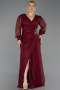 Robe de Soirée Grande Taille Longue Dantelle Rouge Bordeaux ABU6272