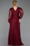Robe de Soirée Grande Taille Longue Dantelle Rouge Bordeaux ABU6272