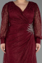 Robe de Soirée Grande Taille Longue Dantelle Rouge Bordeaux ABU6272