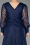 Robe de Soirée Grande Taille Longue Dantelle Bleu Marine ABU6272