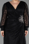Robe de Soirée Grande Taille Longue Dantelle Noir ABU6272