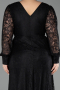 Robe de Soirée Grande Taille Longue Dantelle Noir ABU6272
