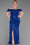 Robe De Soirée Grande Taille Longue Bleu Saxe ABU5232