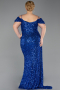 Robe De Soirée Grande Taille Longue Bleu Saxe ABU5232