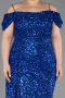 Robe De Soirée Grande Taille Longue Bleu Saxe ABU5232