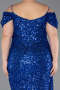 Robe De Soirée Grande Taille Longue Bleu Saxe ABU5232