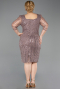 Robe De Invitation Grande Taille Midi Perlé Cuivre ABK2580