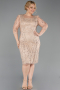 Robe De Invitation Grande Taille Perlé Midi Or ABK2580