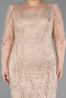 Robe De Invitation Grande Taille Perlé Midi Or ABK2580