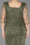 Robe De Invitation Grande Taille Perlé Midi Kaki Clair ABK2580