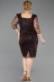 Robe De Invitation Grande Taille Perlé Midi Brun ABK2580