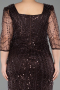 Robe De Invitation Grande Taille Perlé Midi Brun ABK2580