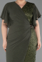 Robe De Invitation Grande Taille Midi Perlé Kaki ABK2642
