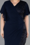 Robe De Invitation Grande Taille Midi Perlé Bleu Marine ABK2642